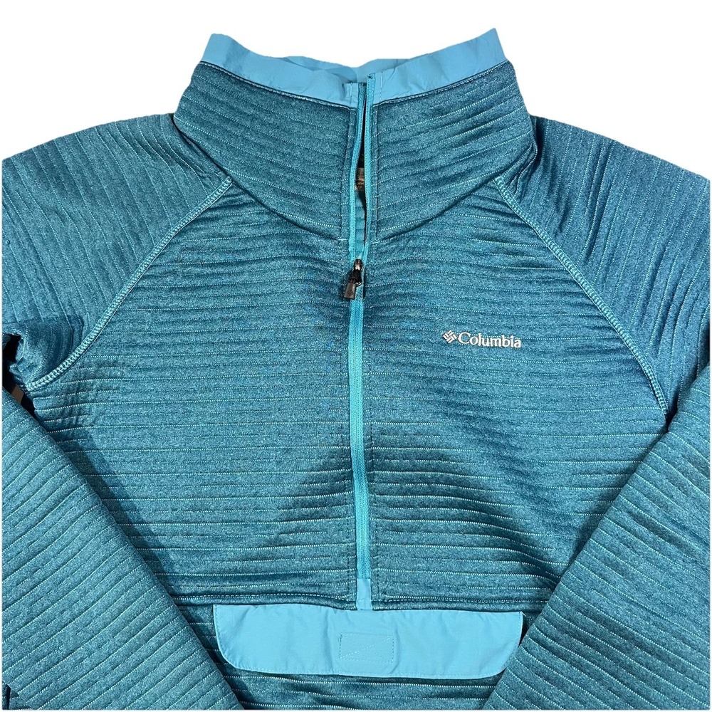 Columbia Women's Airtight Fleece 1/2 Zip Kangaroo Pouch Small Omni-wick EUC Teal